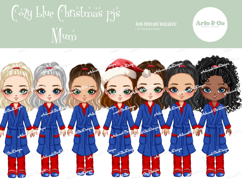 cozy-blue-christmas-pjs-mum-character-doll-digital-download