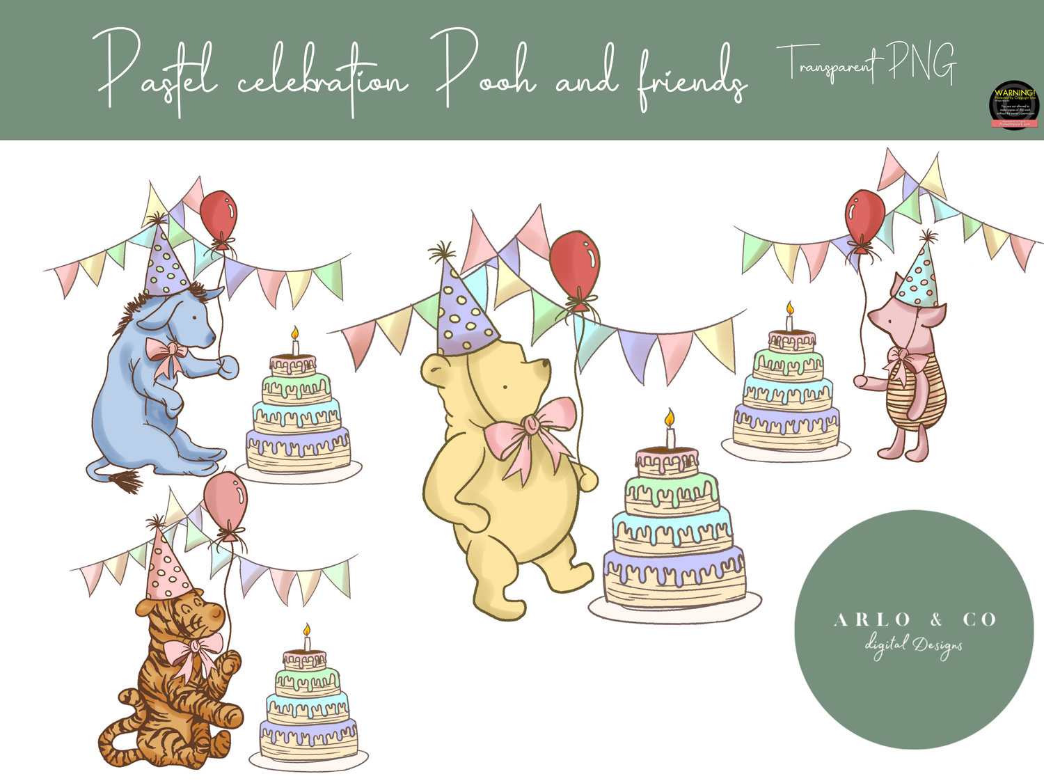 Bear celebration-clip-art-set-digital-download