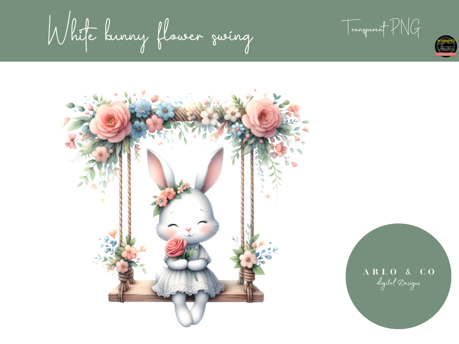 white-bunny-flower-swing-png-digital-download