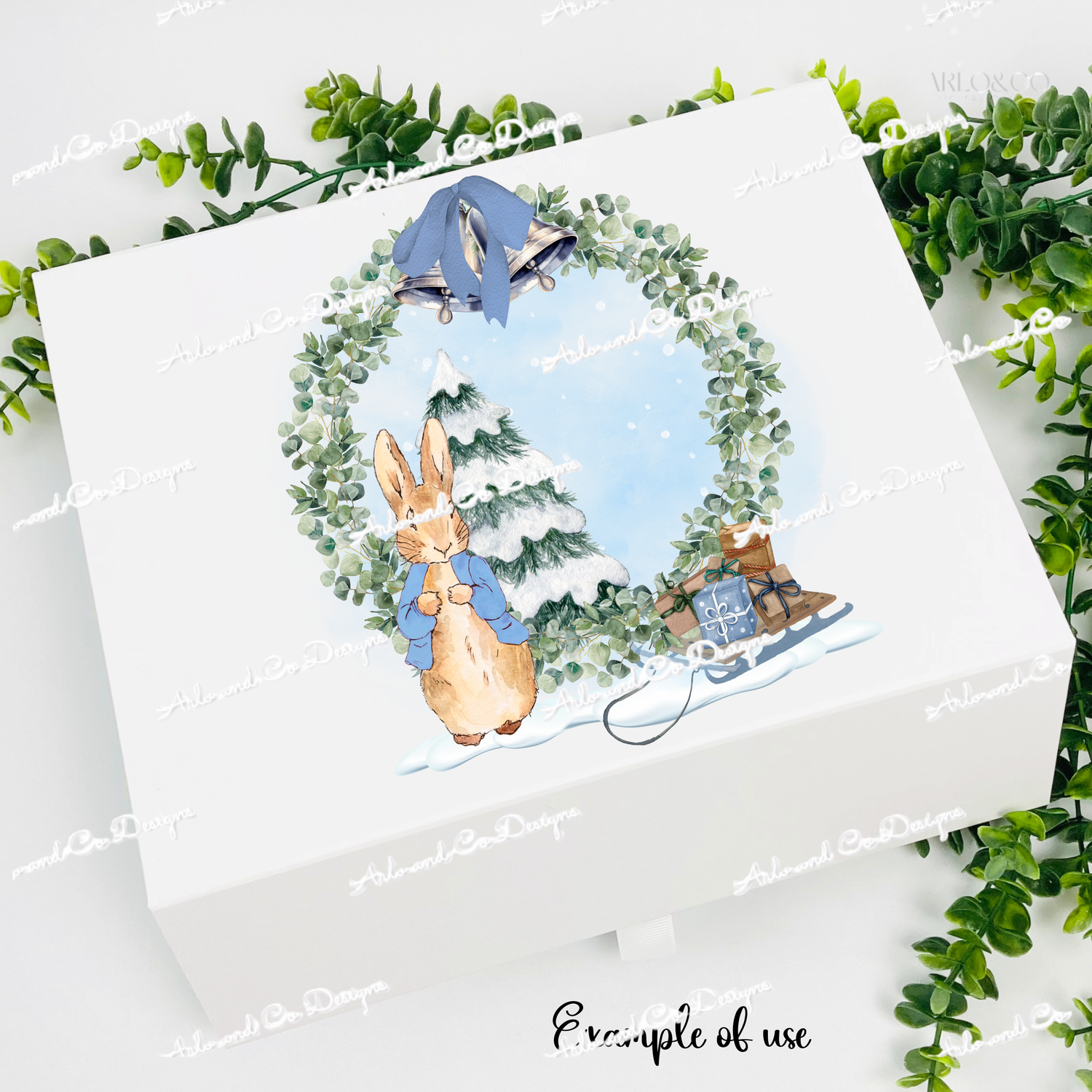 Rabbit-blue-christmas-winter-wreath