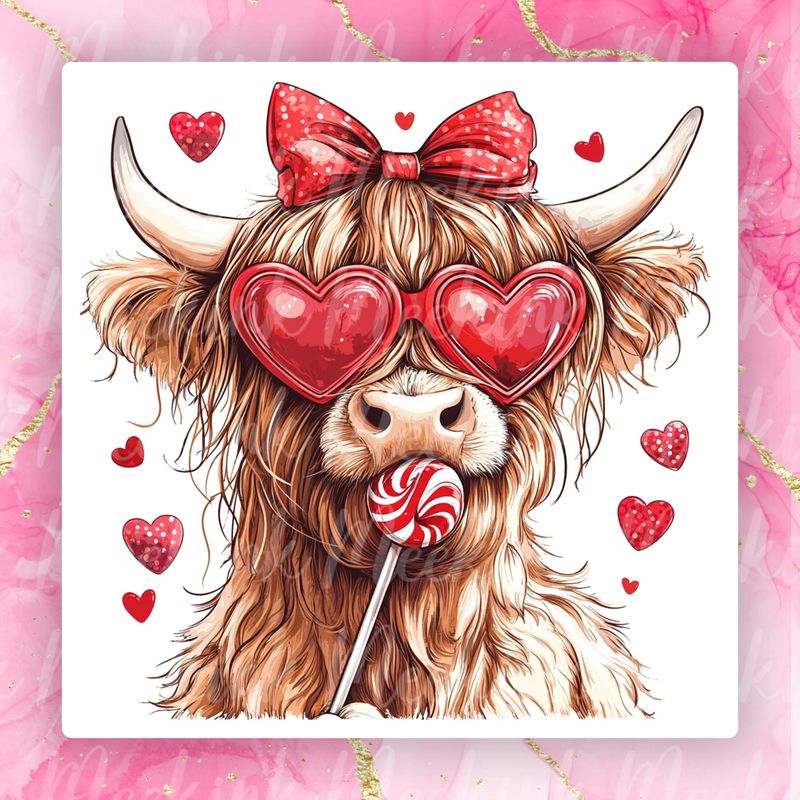 Valentines Highland Cow Decal