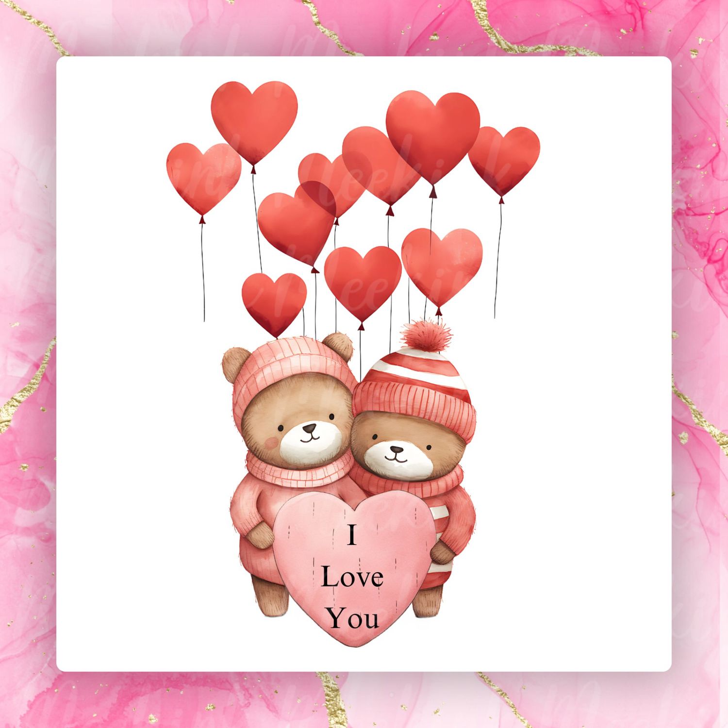 I Love You Bears Valentines Decal