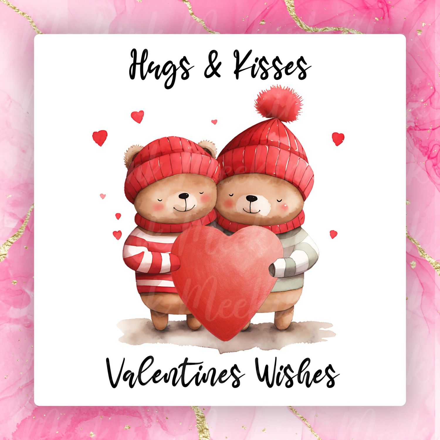 Hugs &amp; Kisses Bears Valentines Decal