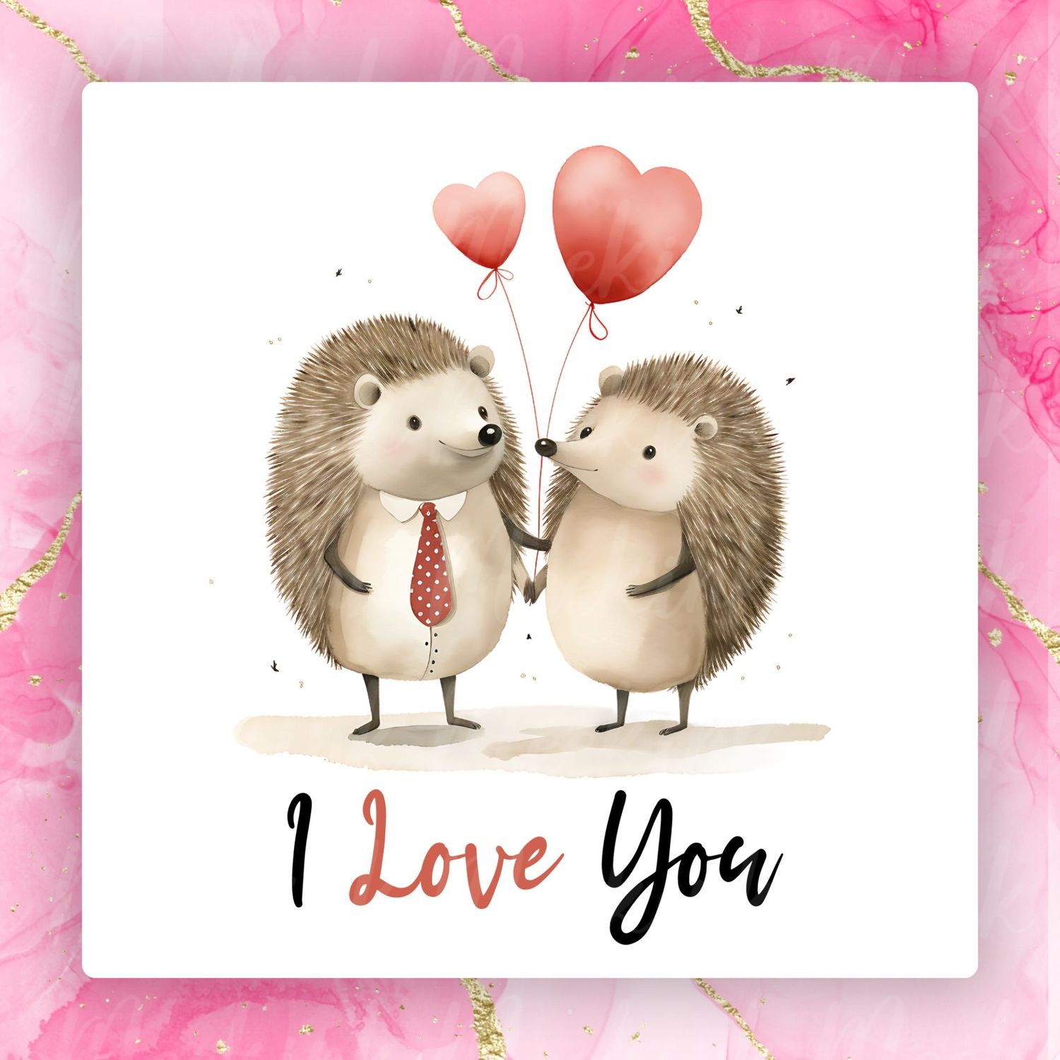I Love You Hedgehogs Valentines Decal