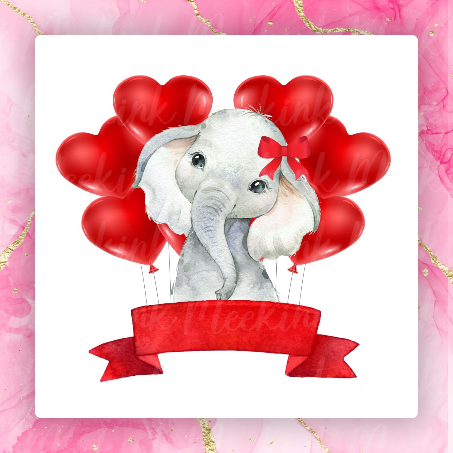 Red Elephant Balloons Personalised Valentines Decal