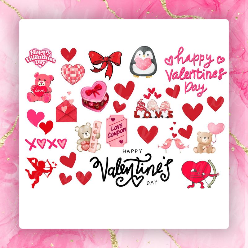 A4 Themed Sheet Valentines Decals
