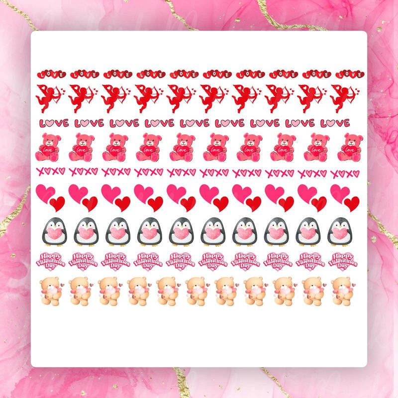 A4 Valentines Hair Bow Sheet DTF