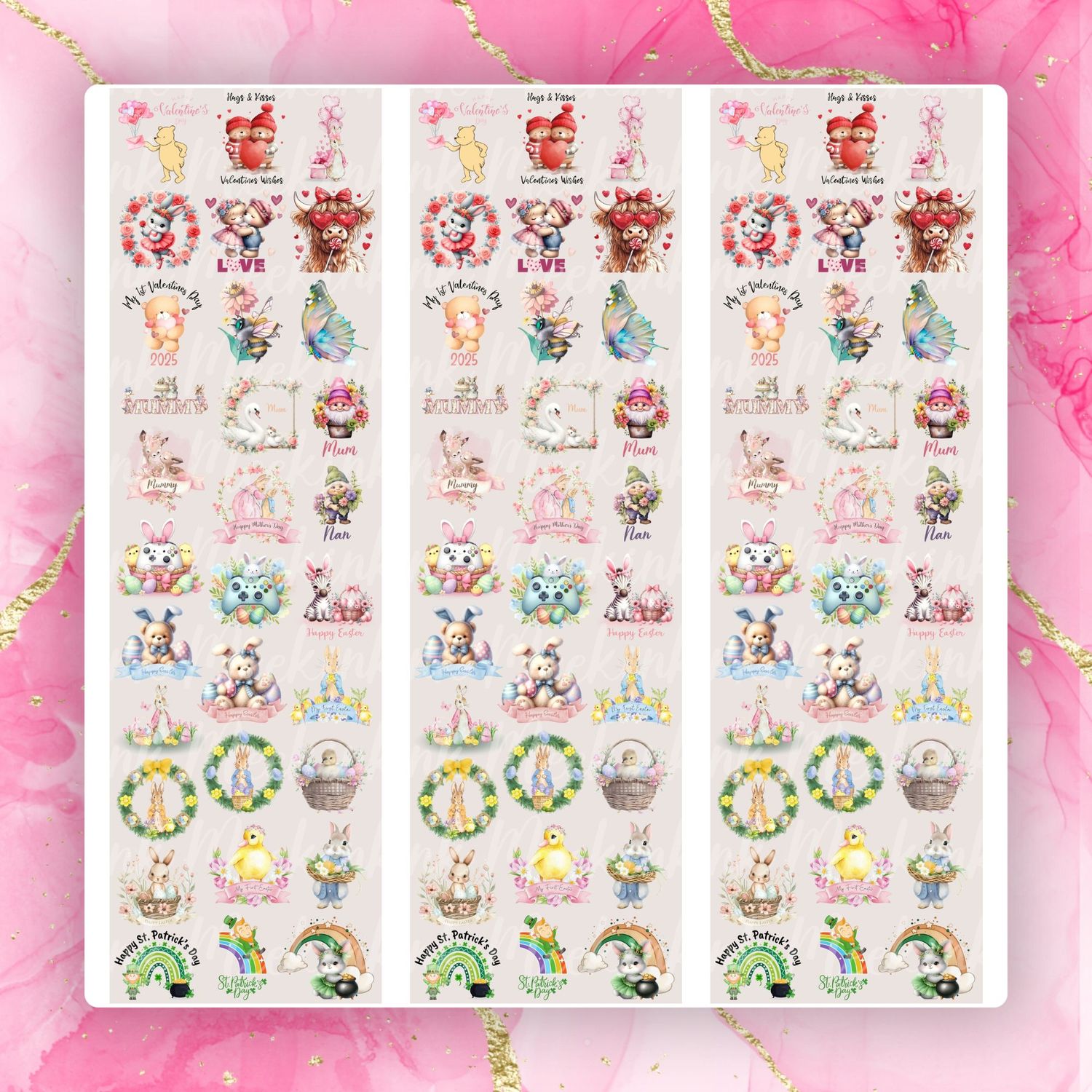 NEW YEAR Starter Pack 31 Decals - 1 Whole Meter UVDTF or DTF