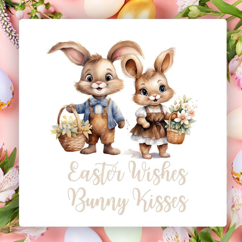 Easter Wishes Bunny Kisses UVDTF or DTF Decal