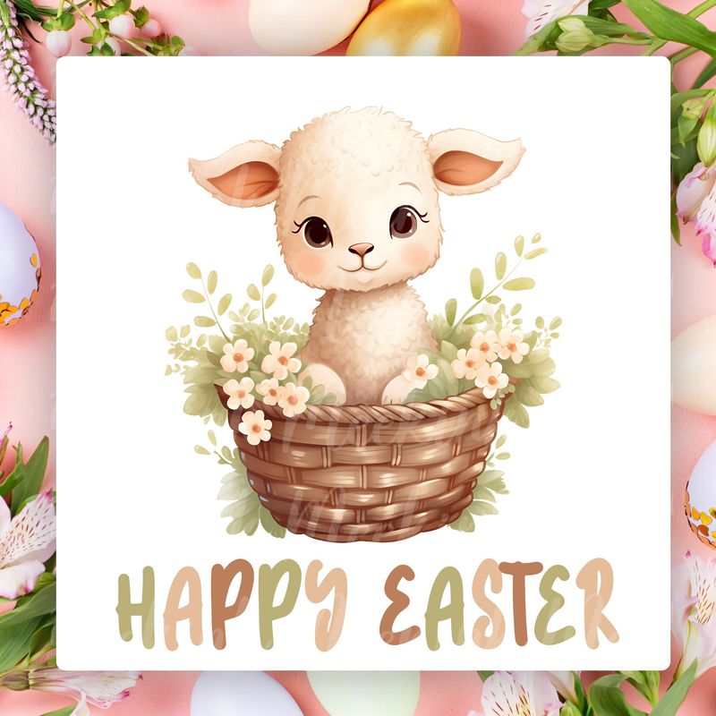 Easter Cute Little Lamb Design 5 UVDTF or DTF Decal