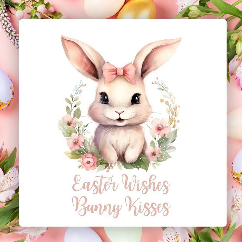 Pink Bunny Kisses UVDTF or DTF Decal