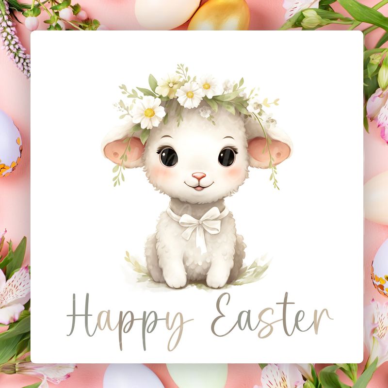 Easter Cute Little Lamb Design 1 UVDTF or DTF Decal