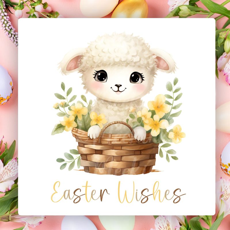 Easter Cute Little Lamb Design 3 UVDTF or DTF Decal