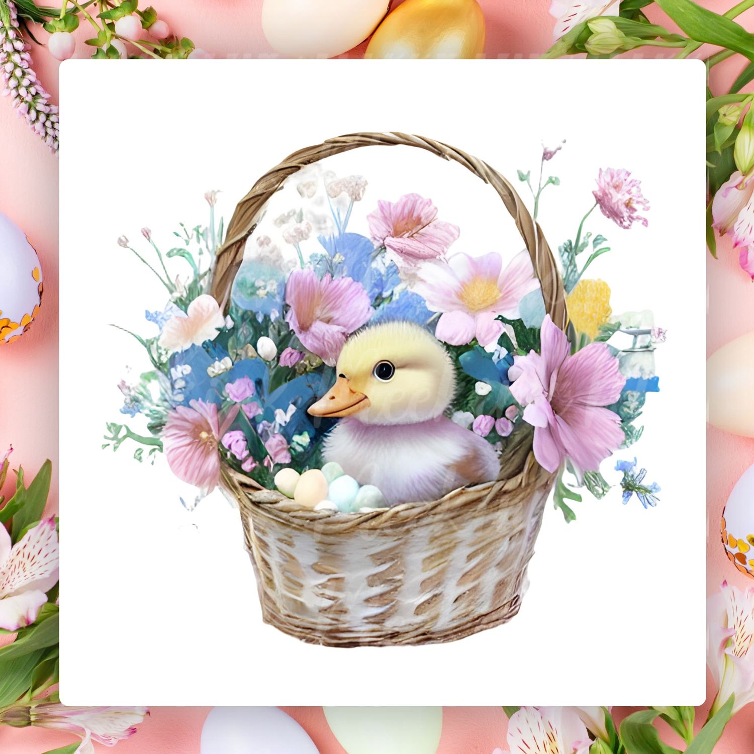 Ducky In A Basket Design 1 UVDTF or DTF Decal