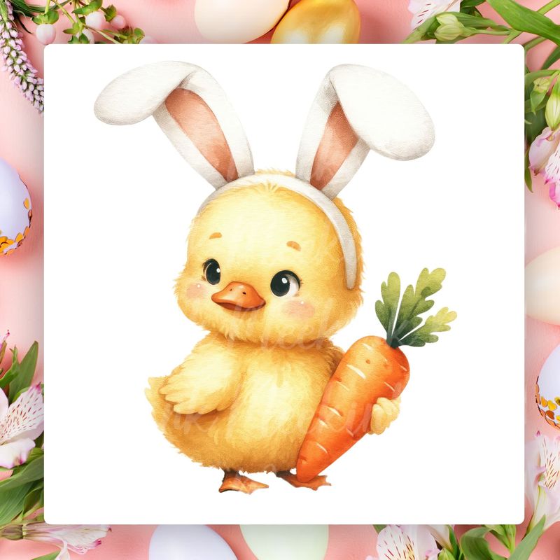 Baby Chick Easter Bunny UVDTF or DTF Decal