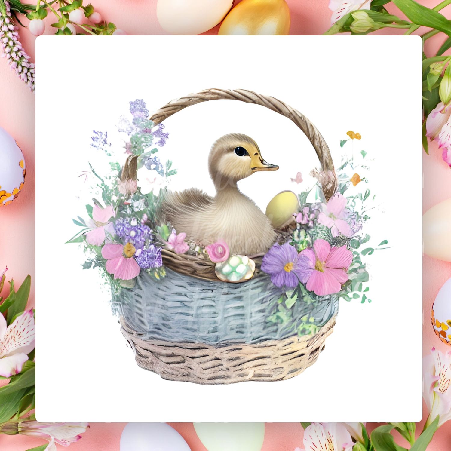 Ducky In A Basket Design 2 UVDTF or DTF Decal