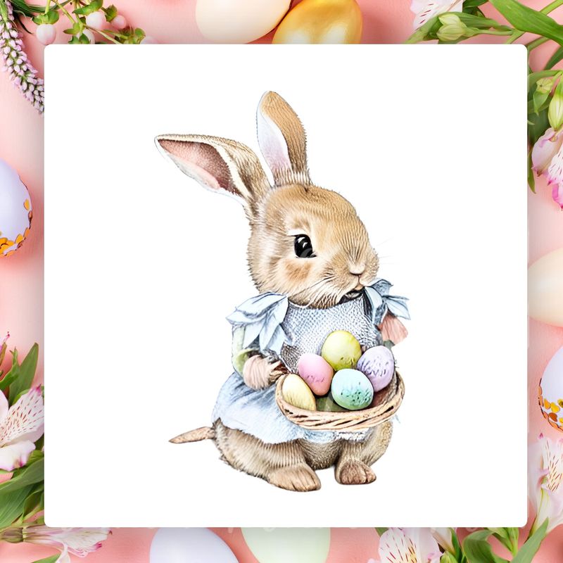 Vintage Bunny Design 2 UVDTF or DTF Decal