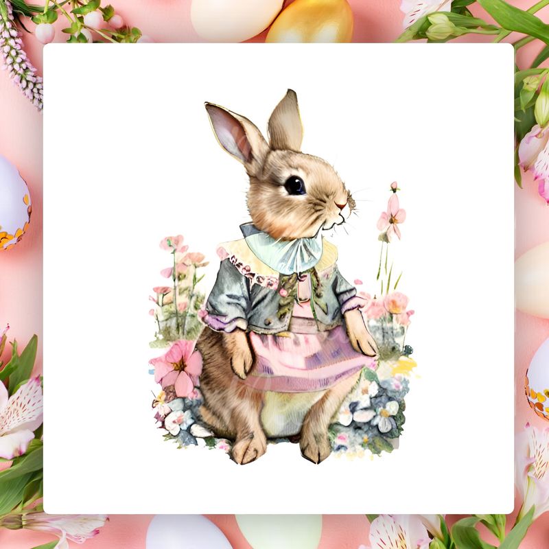 Vintage Bunny UVDTF or DTF Decal
