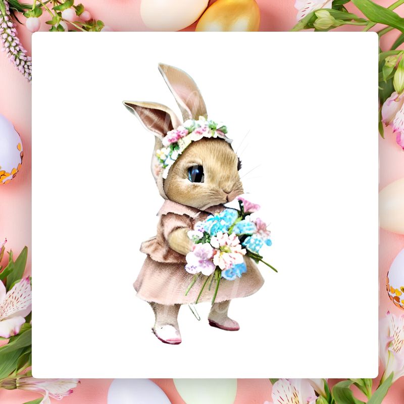 Vintage Bunny Design 5 UVDTF or DTF Decal