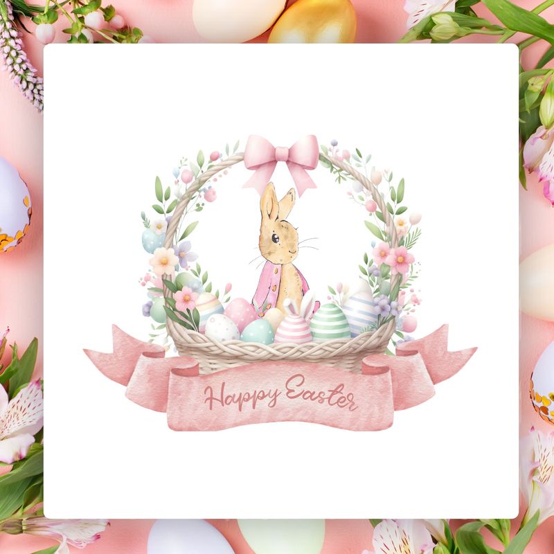 Floral Banner Wreath Easter UVDTF or DTF Decal