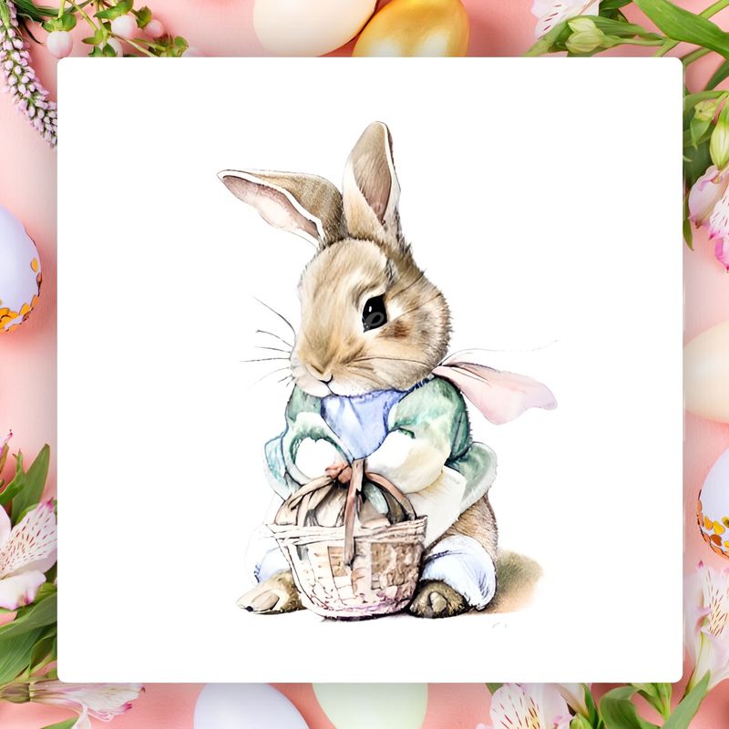 Vintage Bunny Design 4 UVDTF or DTF Decal