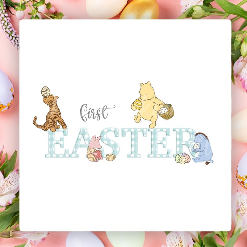 First Easter Bear Scene UVDTF or DTF Decal