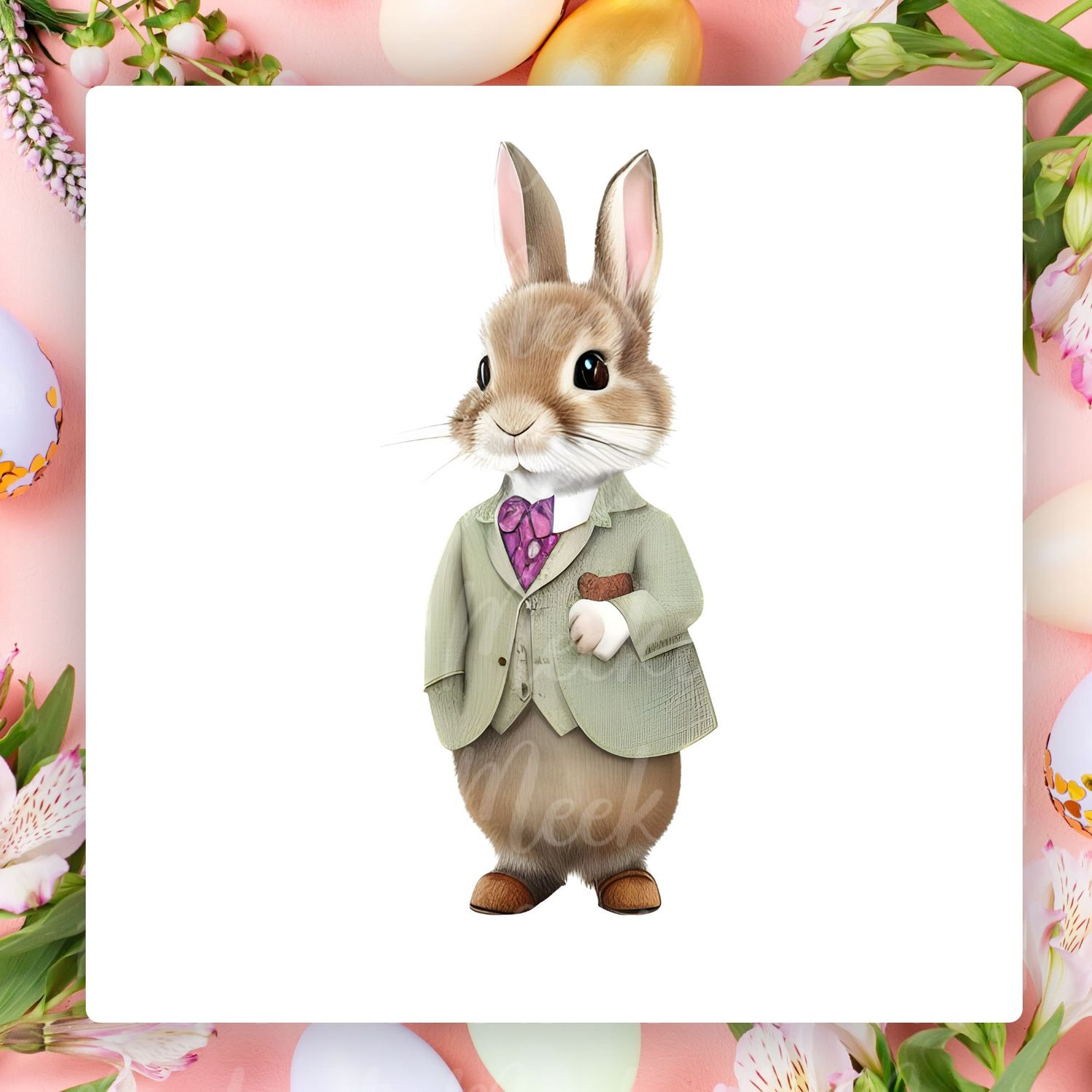 Classic Vintage Rabbit Design 4 UVDTF or DTF Decal