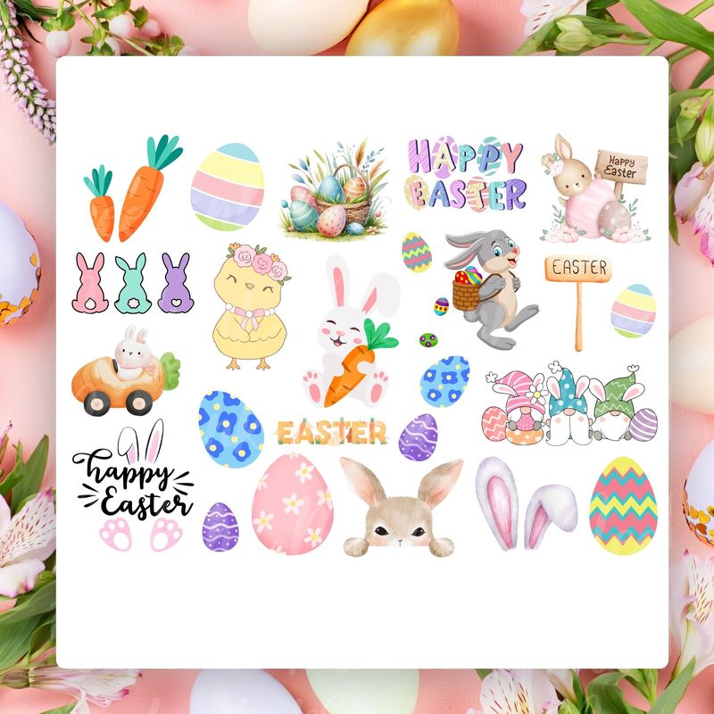 Easter A4 Themed Sheet UVDTF or DTF Decal