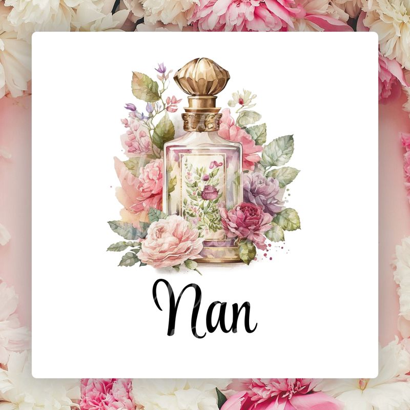 Vintage Pretty Perfume Floral NAN Mother&#39;s Day UVDTF or DTF Decal