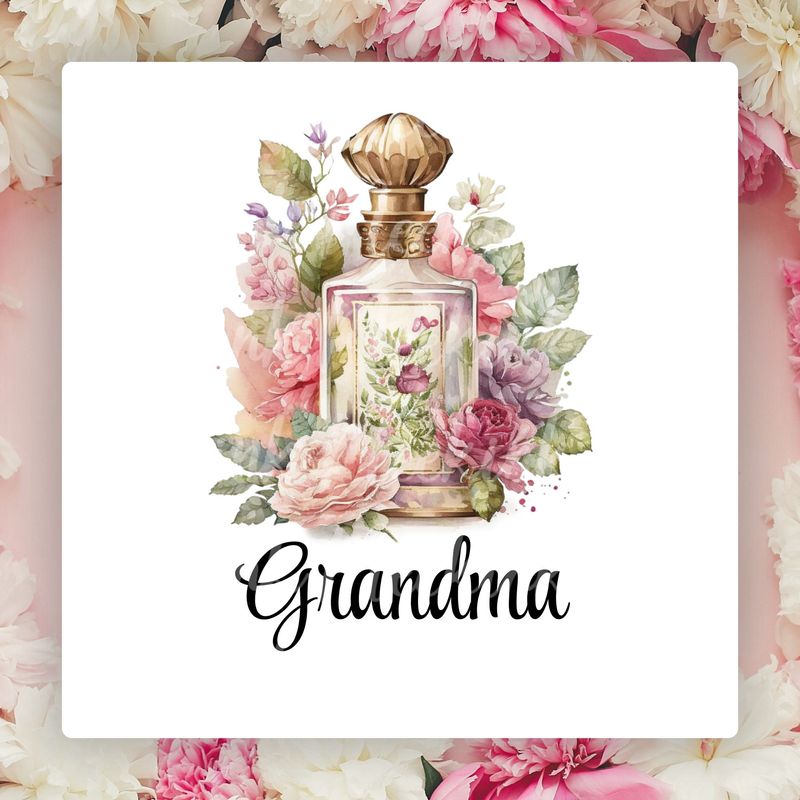 Vintage Pretty Perfume Floral GRANDMA Mother&#39;s Day UVDTF or DTF Decal