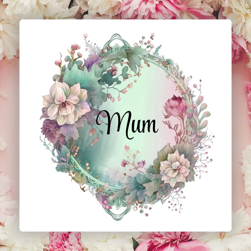 MUM Floral Mirror Frame Design Mother&#39;s Day UVDTF or DTF Decal
