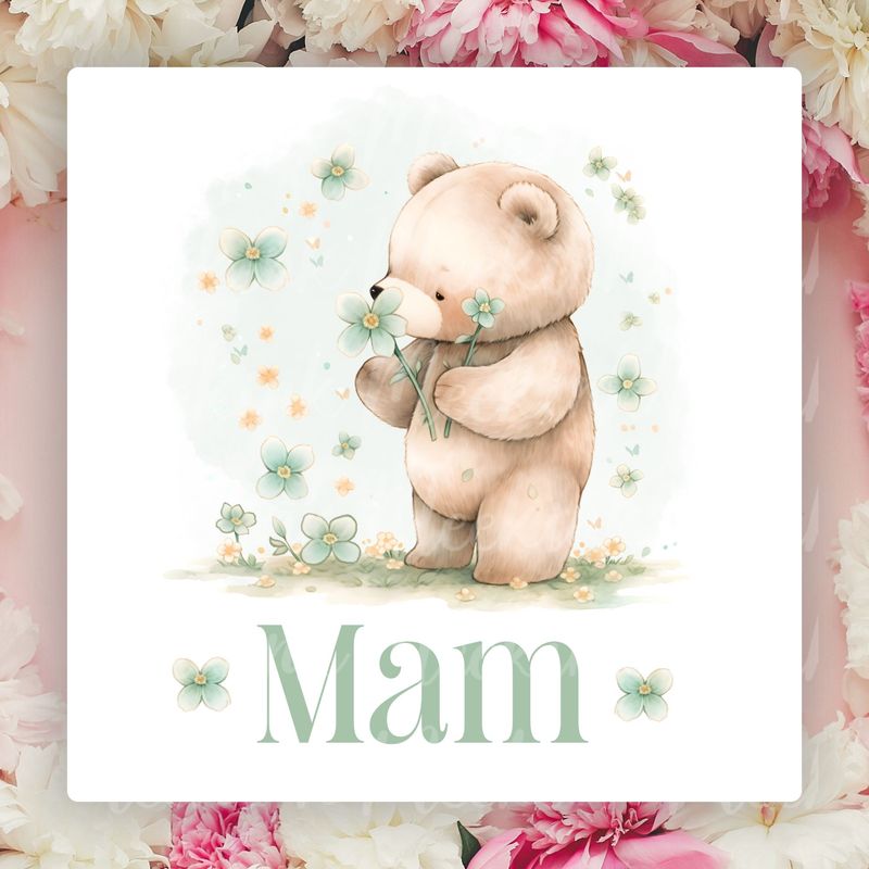 MAM Baby Bear Spring Mother&#39;s Day UVDTF or DTF Decal