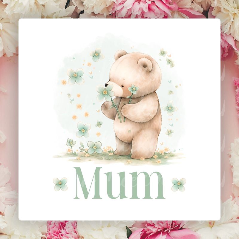 MUM Baby Bear Spring Mother&#39;s Day UVDTF or DTF Decal