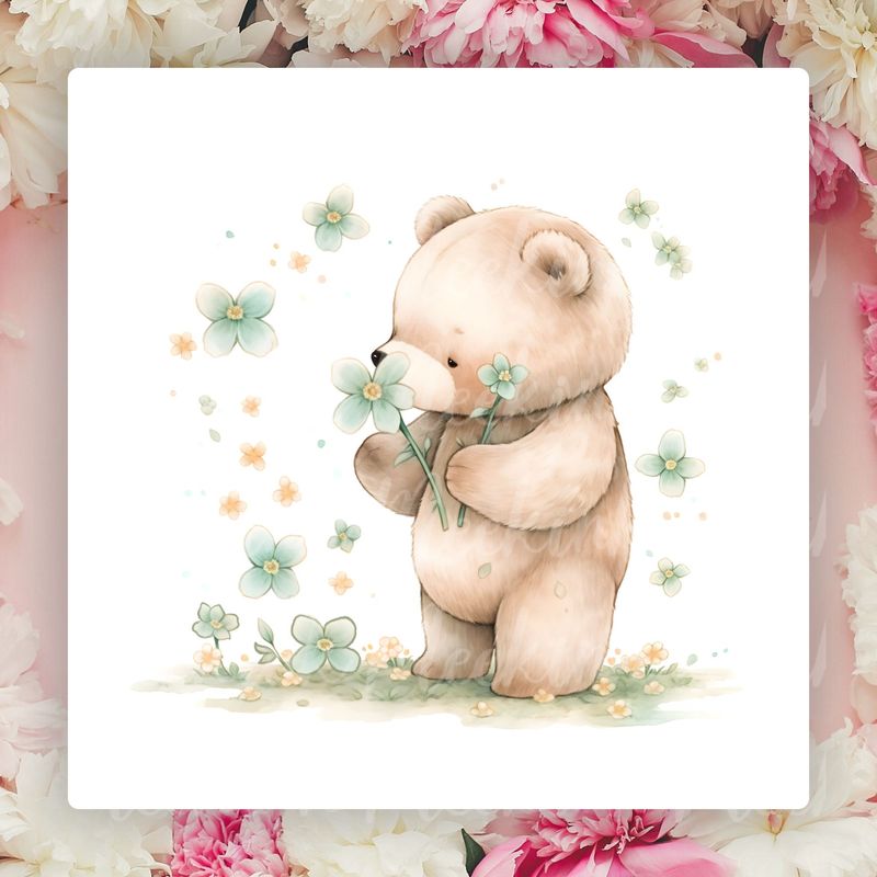 Baby Bear Spring Mother&#39;s Day UVDTF or DTF Decal