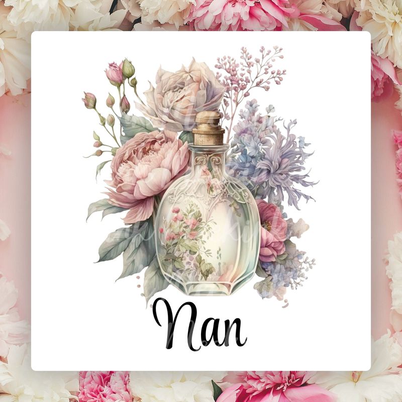Vintage Perfume Floral NAN Mother&#39;s Day UVDTF or DTF Decal