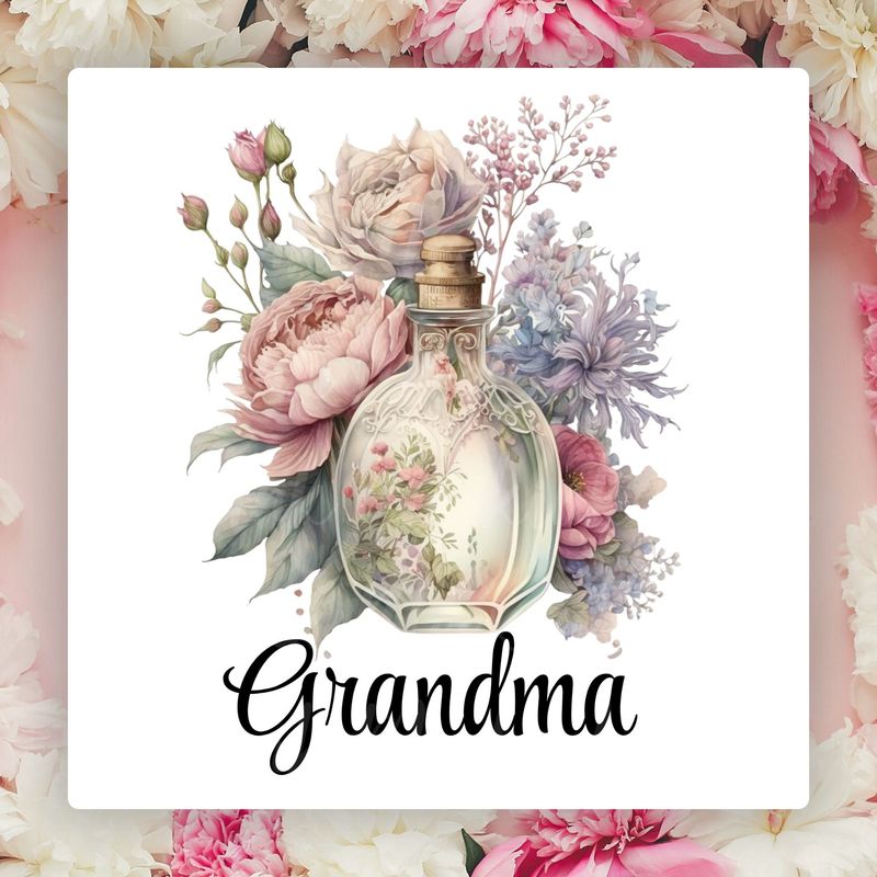 Vintage Perfume Floral GRANDMA Mother&#39;s Day UVDTF or DTF Decal