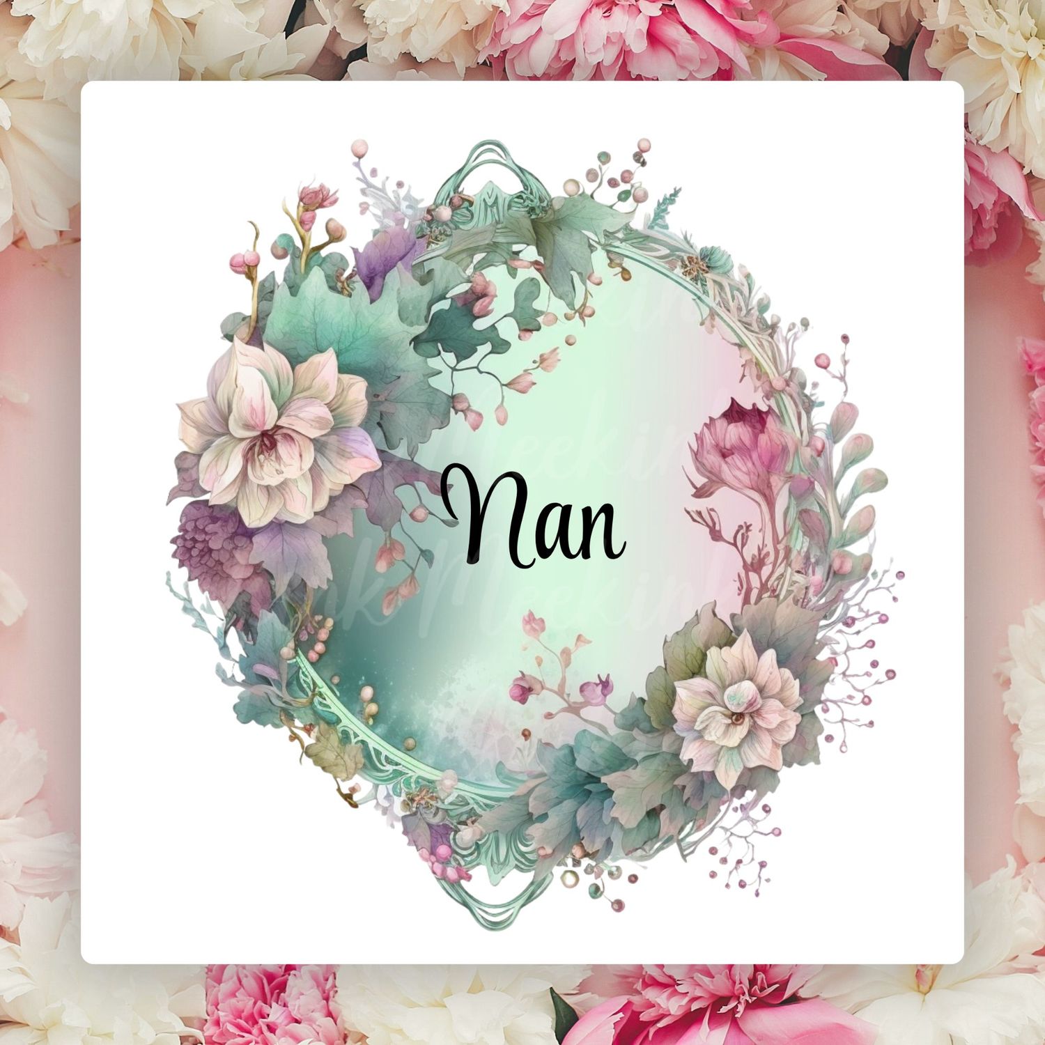 NAN Floral Mirror Frame Design Mother&#39;s Day UVDTF or DTF Decal