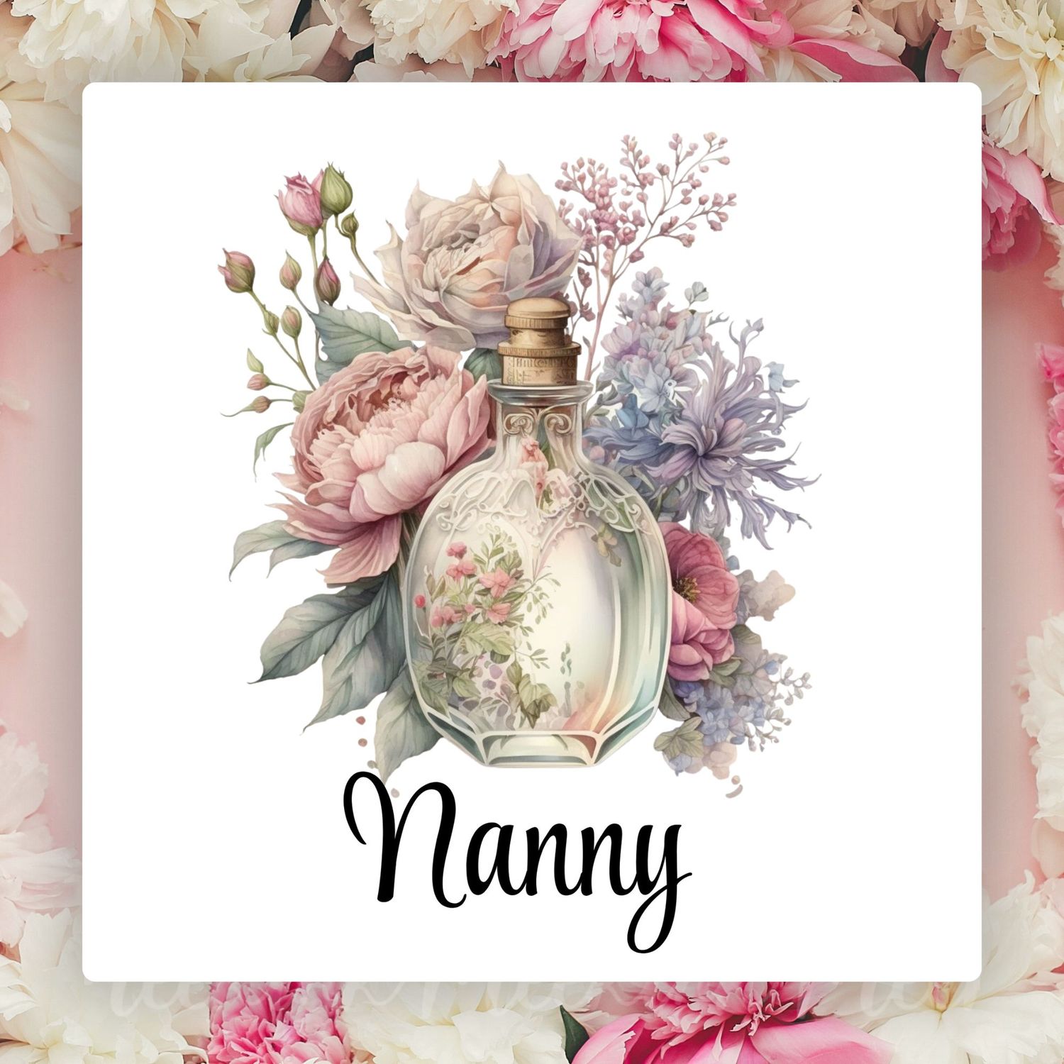 Vintage Perfume Floral NANNY Mother&#39;s Day UVDTF or DTF Decal