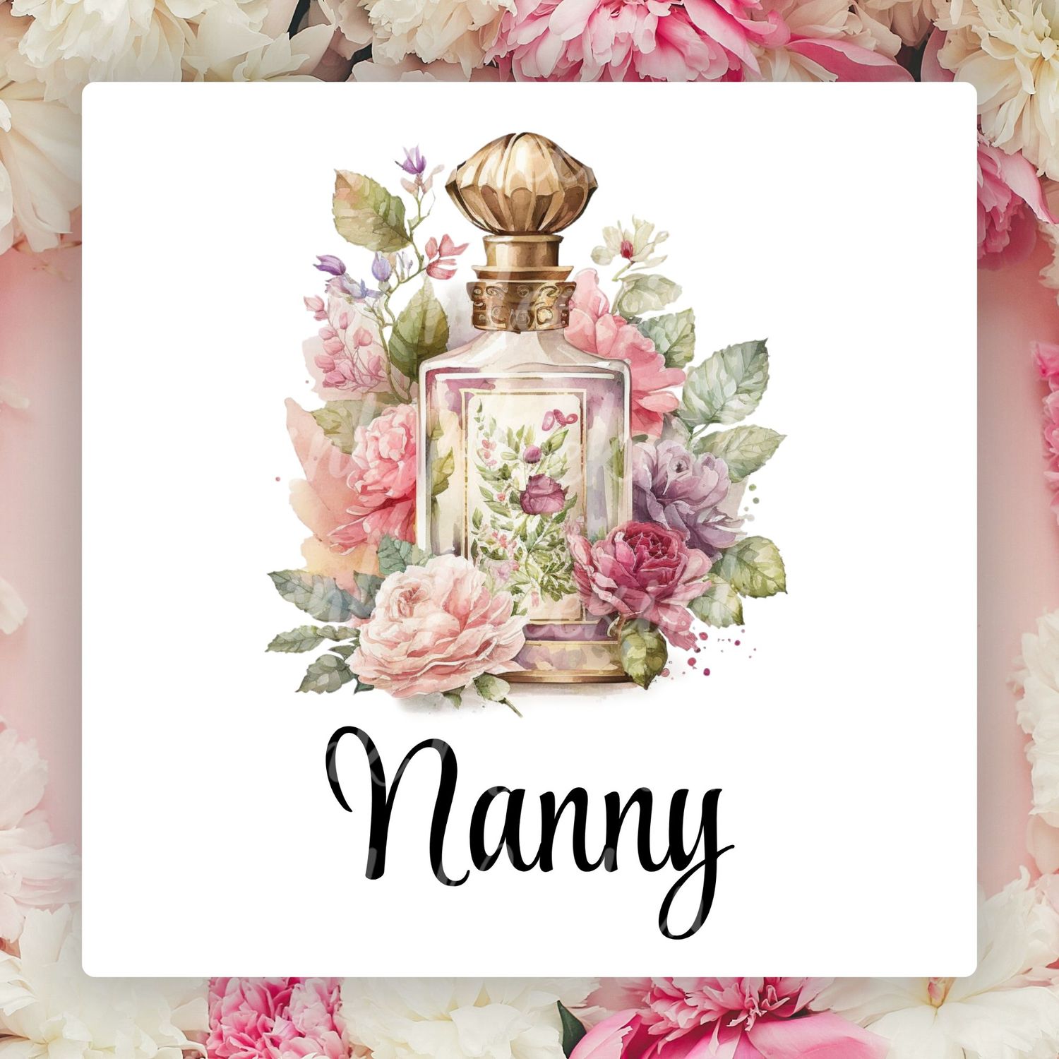 Vintage Pretty Perfume Floral NANNY Mother&#39;s Day UVDTF or DTF Decal