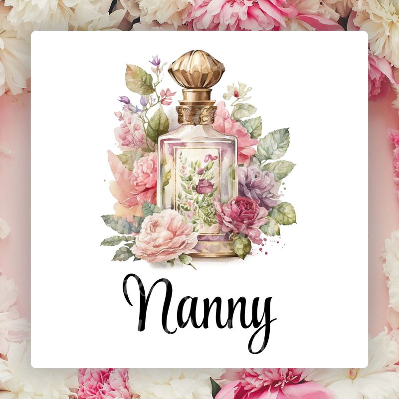 Vintage Pretty Perfume Floral NANNY Mother&#39;s Day UVDTF or DTF Decal