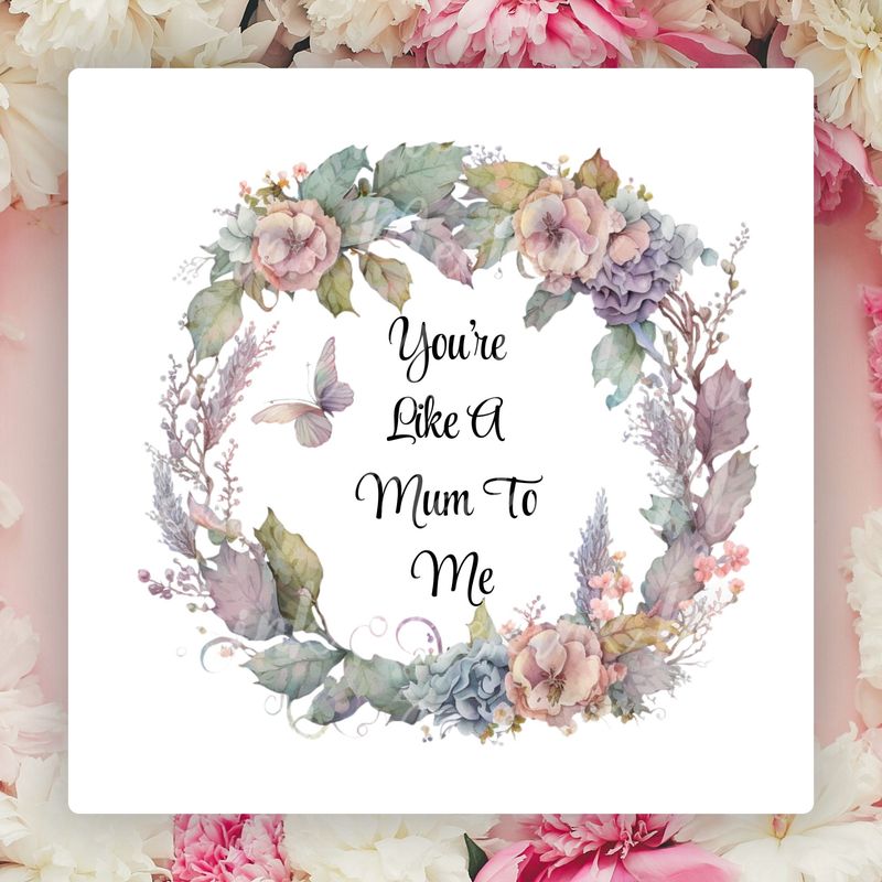LIKE A MUM Flowers &amp; Butterflies Wreath Mother&#39;s Day UVDTF or DTF Decal