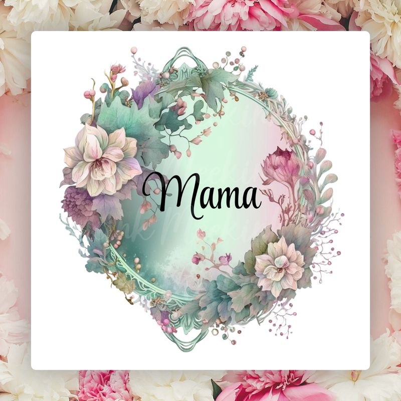 MAMA Floral Mirror Frame Design Mother&#39;s Day UVDTF or DTF Decal