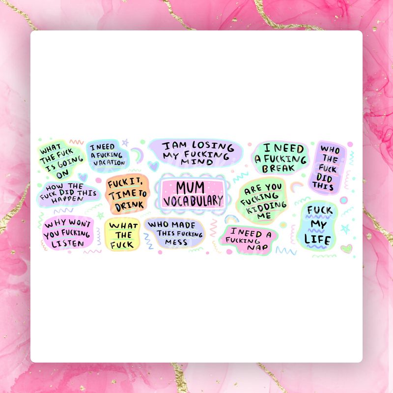 Mum&#39;s Vocabulary 11oz UVDTF Cup Wrap