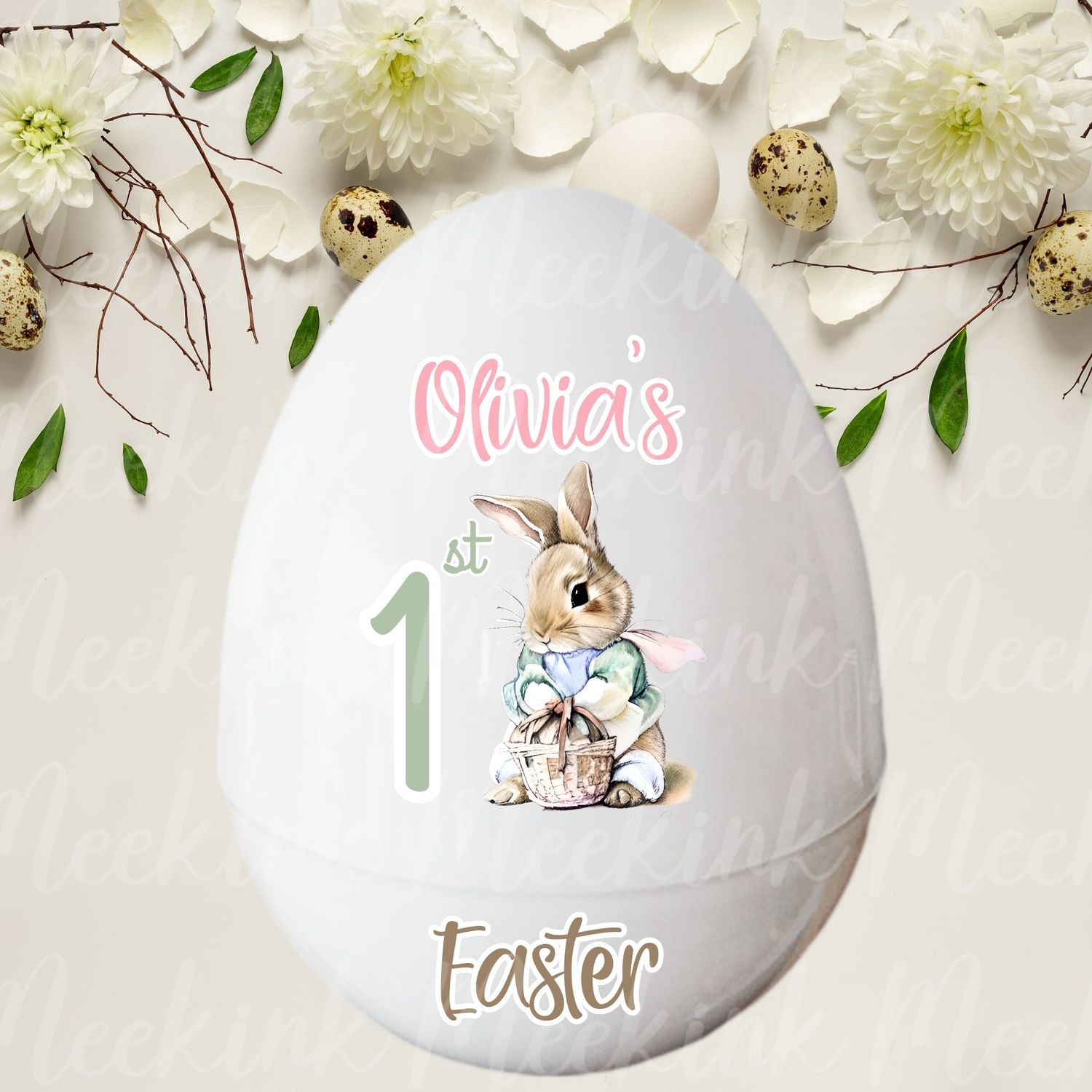 Personalised Jumbo Egg Bunny Design 1 UVDTF Decal or DTF Decal