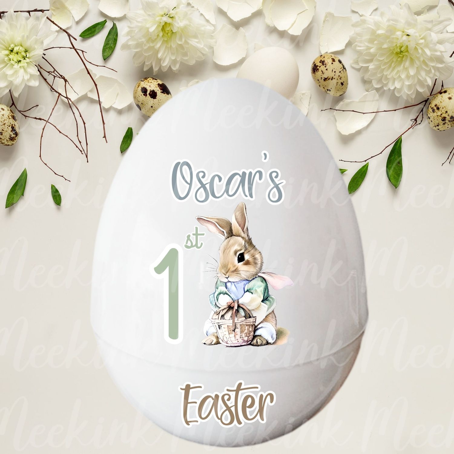 Personalised Jumbo Egg Bunny Design 2 UVDTF Decal or DTF Decal