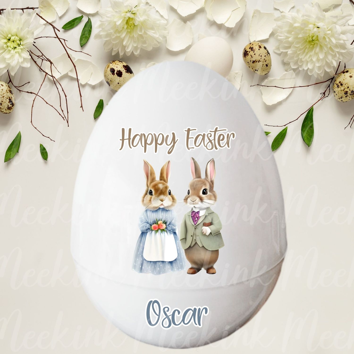 Personalised Jumbo Egg Bunny Design 8 UVDTF Decal or DTF Decal