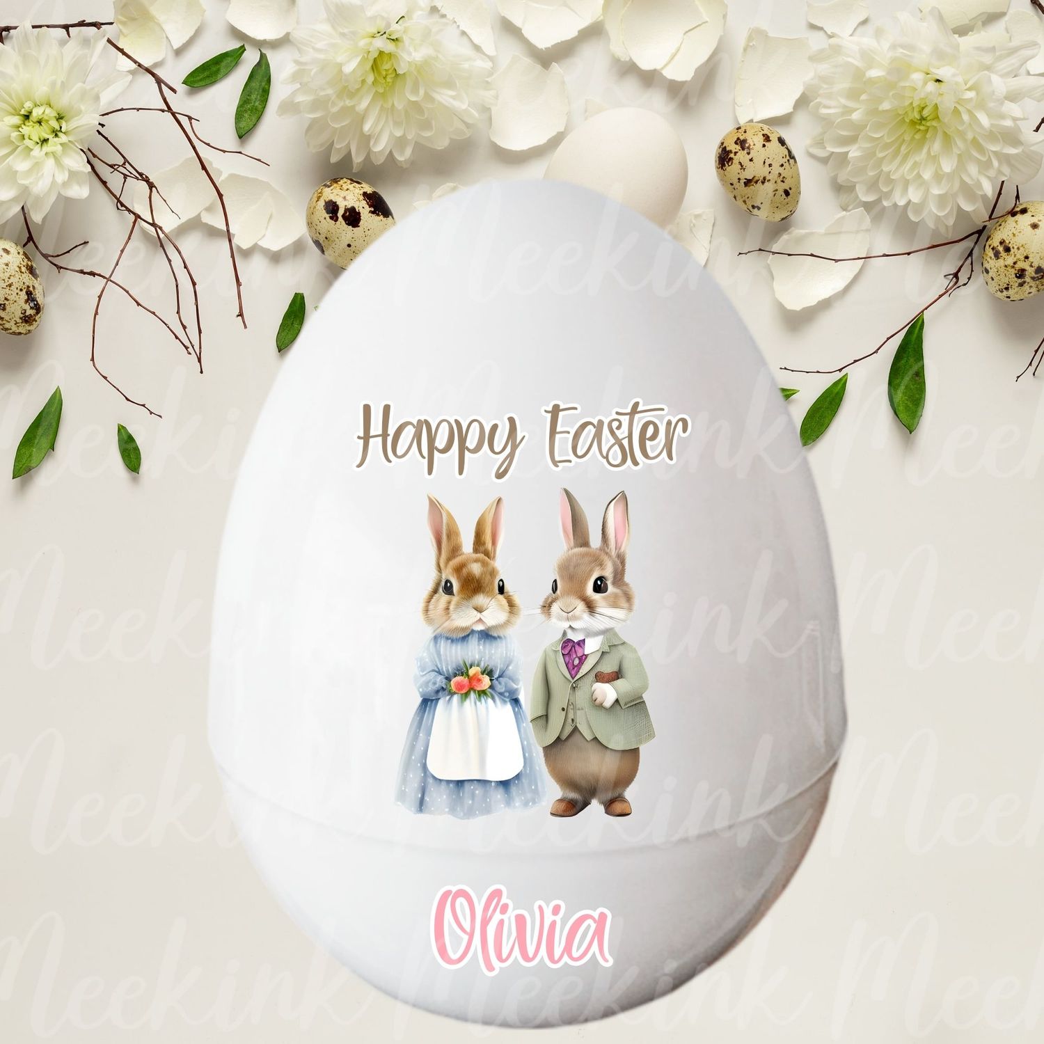 Personalised Jumbo Egg Bunny Design 9 UVDTF Decal or DTF Decal