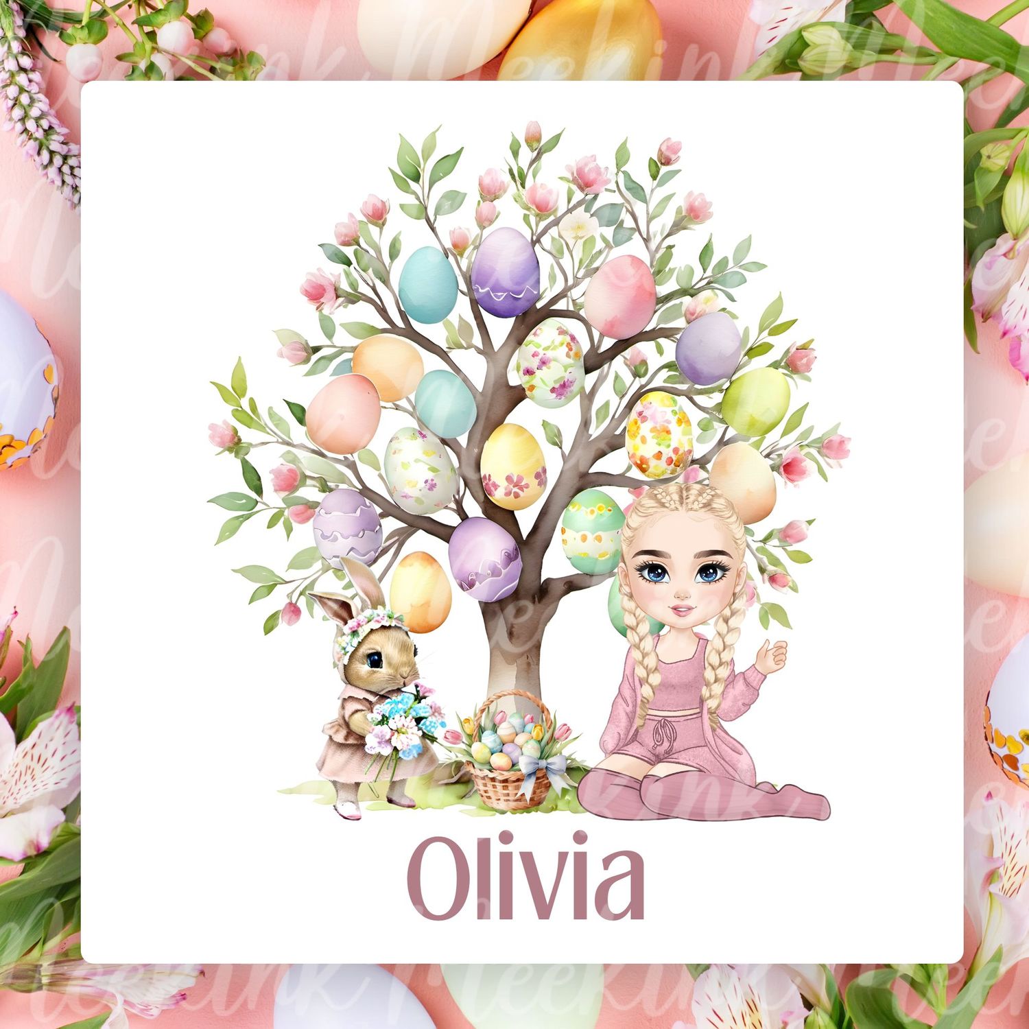 Easter Braided Hair Chibi Doll UVDTF or DTF Decal