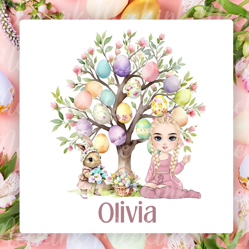 Easter Braided Hair Chibi Doll UVDTF or DTF Decal