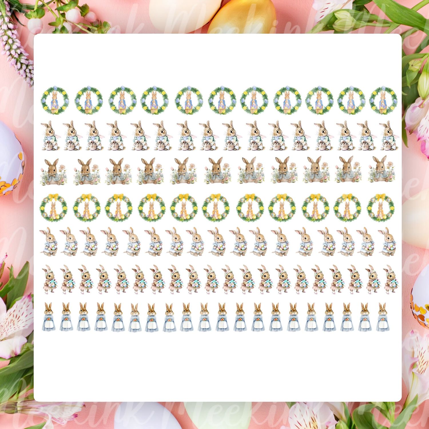Easter Hair Bow Sheet Design 1 A4 Themed Sheet DTF Decal